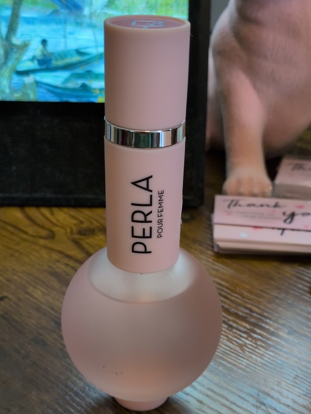 Perla Pour Femme Pink Feminine Fragrance Bottle